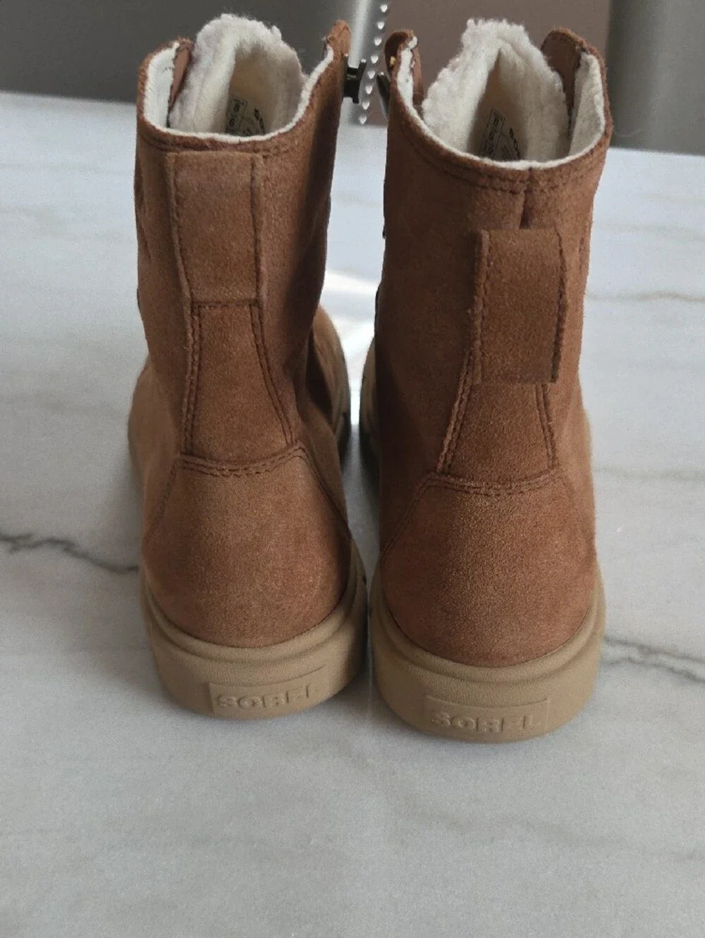 Sorel Women's Tan Suede Shearling-Lined Lace-Up Winter Boots Size 8